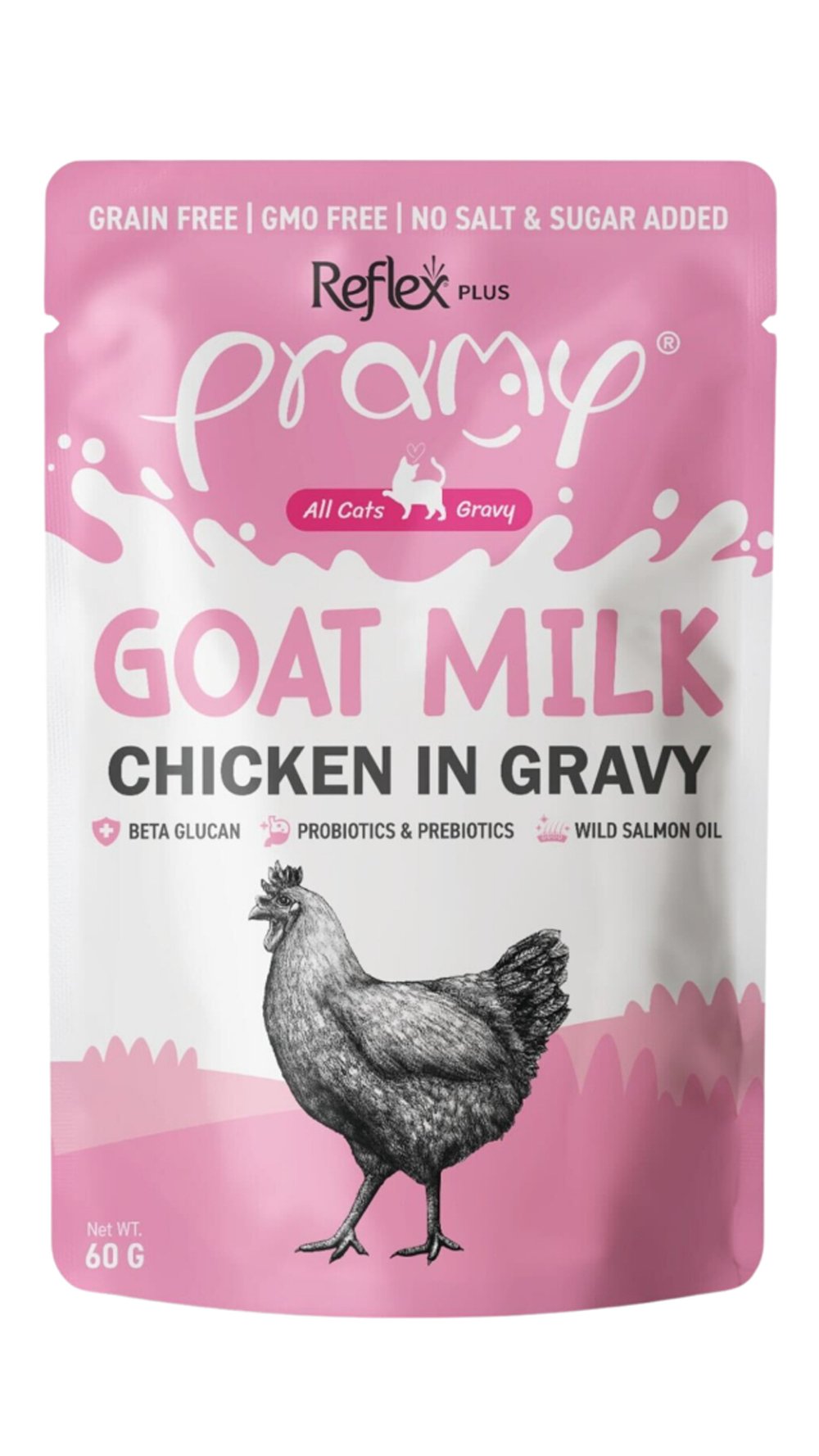 PRAMY POUCH SOS İÇİNDE KEÇİ SÜTLÜ TAVUKLU KEDİ 60G