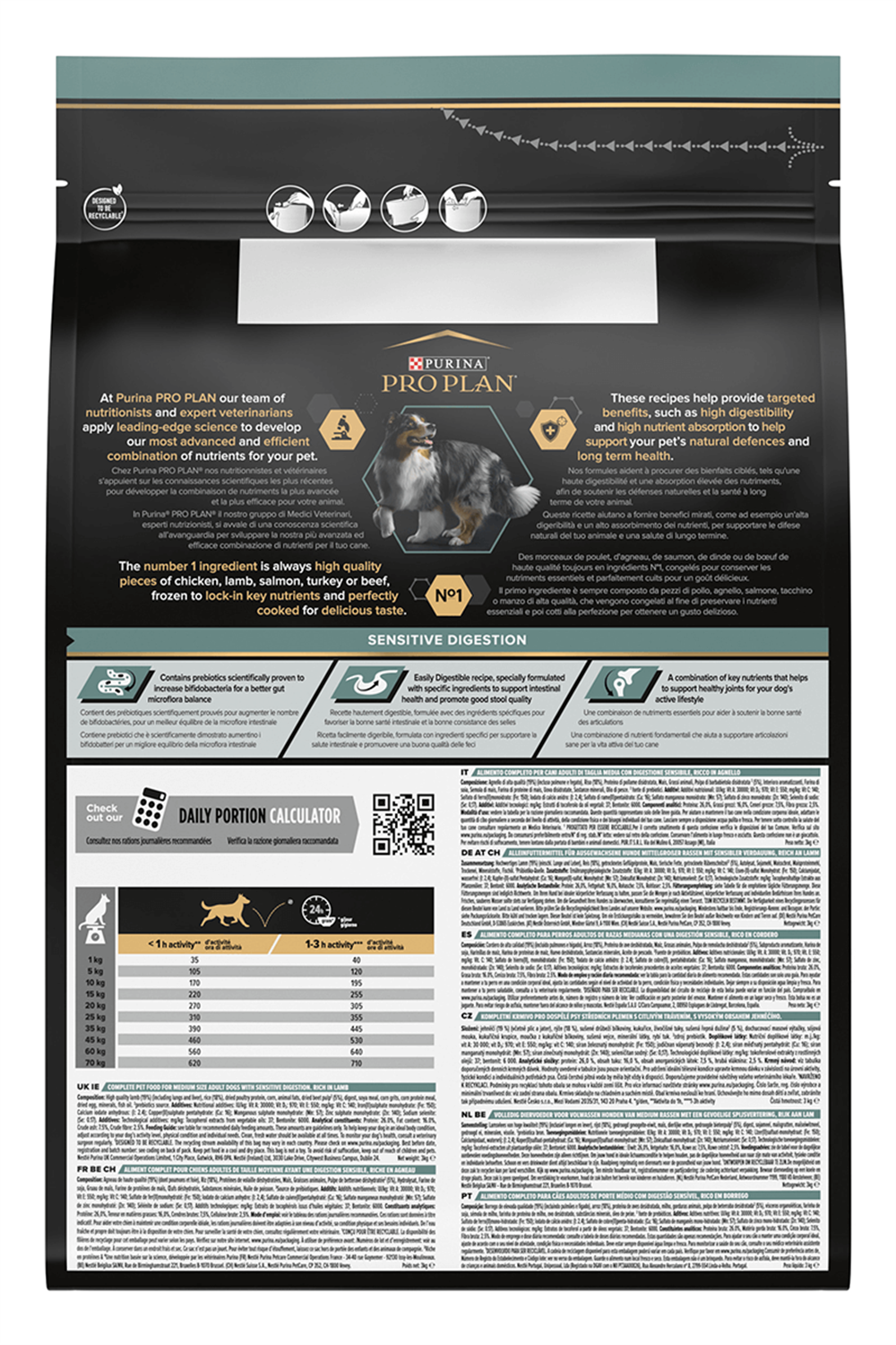 Pro Plan Medium Sensitive Digestion Kuzulu ve Pirinçli Orta Irk Yetişkin Köpek Maması 3kg