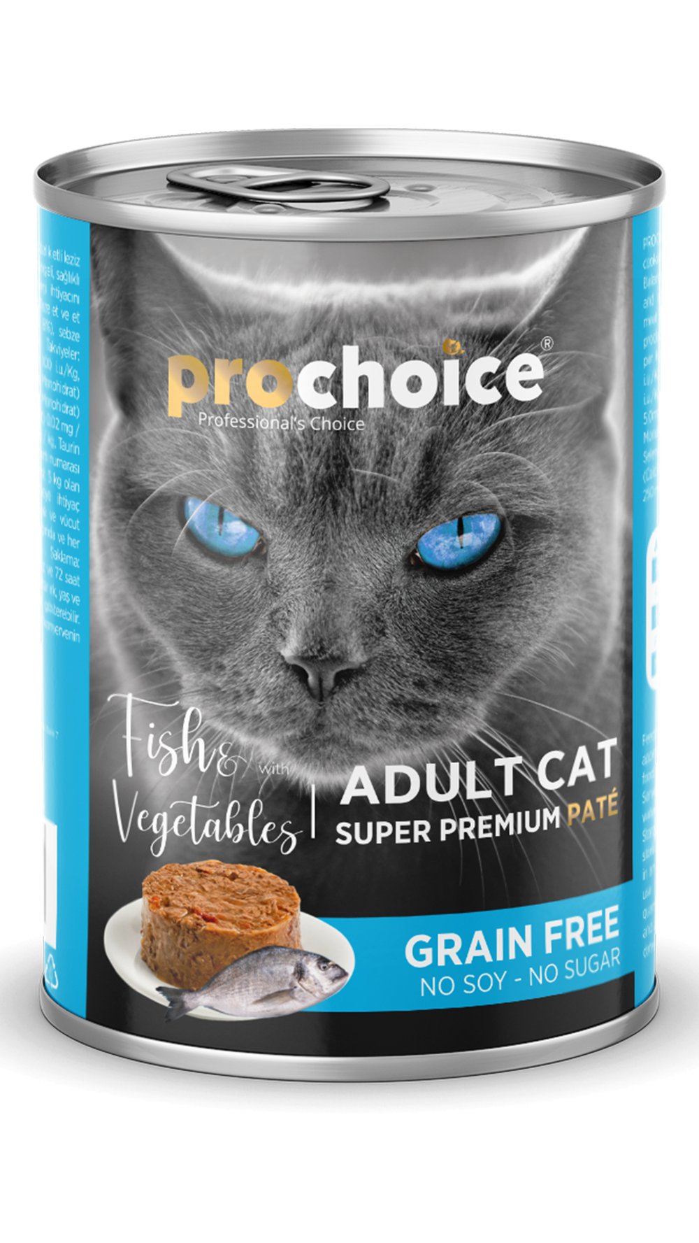 ProChoice Balık Etli Sebzeli Şekersiz Tahılsız Ezme Yetişkin Kedi Konservesi 400 gr