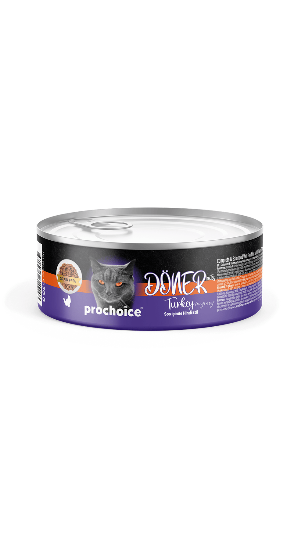 PROCHOICE DONER BITES ADULTCAT TURKEY IN GRAVY70G