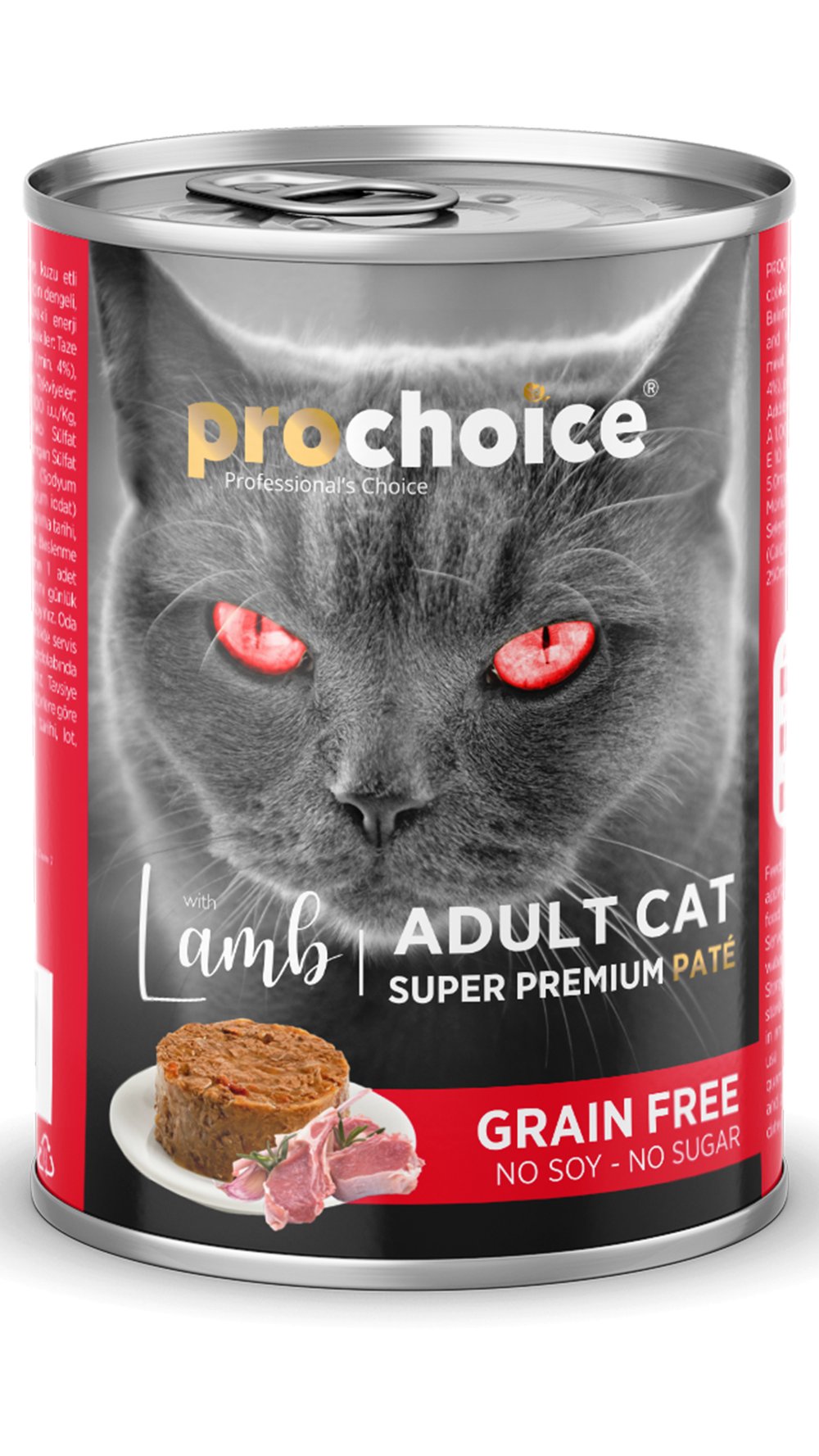 ProChoice Kuzu Etli Şekersiz Tahılsız Ezme Yetişkin Kedi Konservesi 400 gr