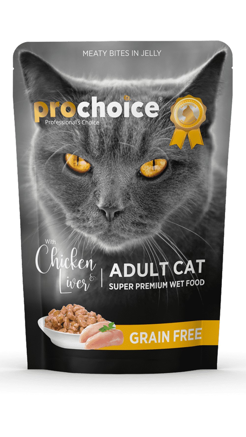 Prochoice Pouch Jöle İçinde Tavuklu ve Ciğerli Tahılsız Yetişkin Kedi Konservesi 85 Gr