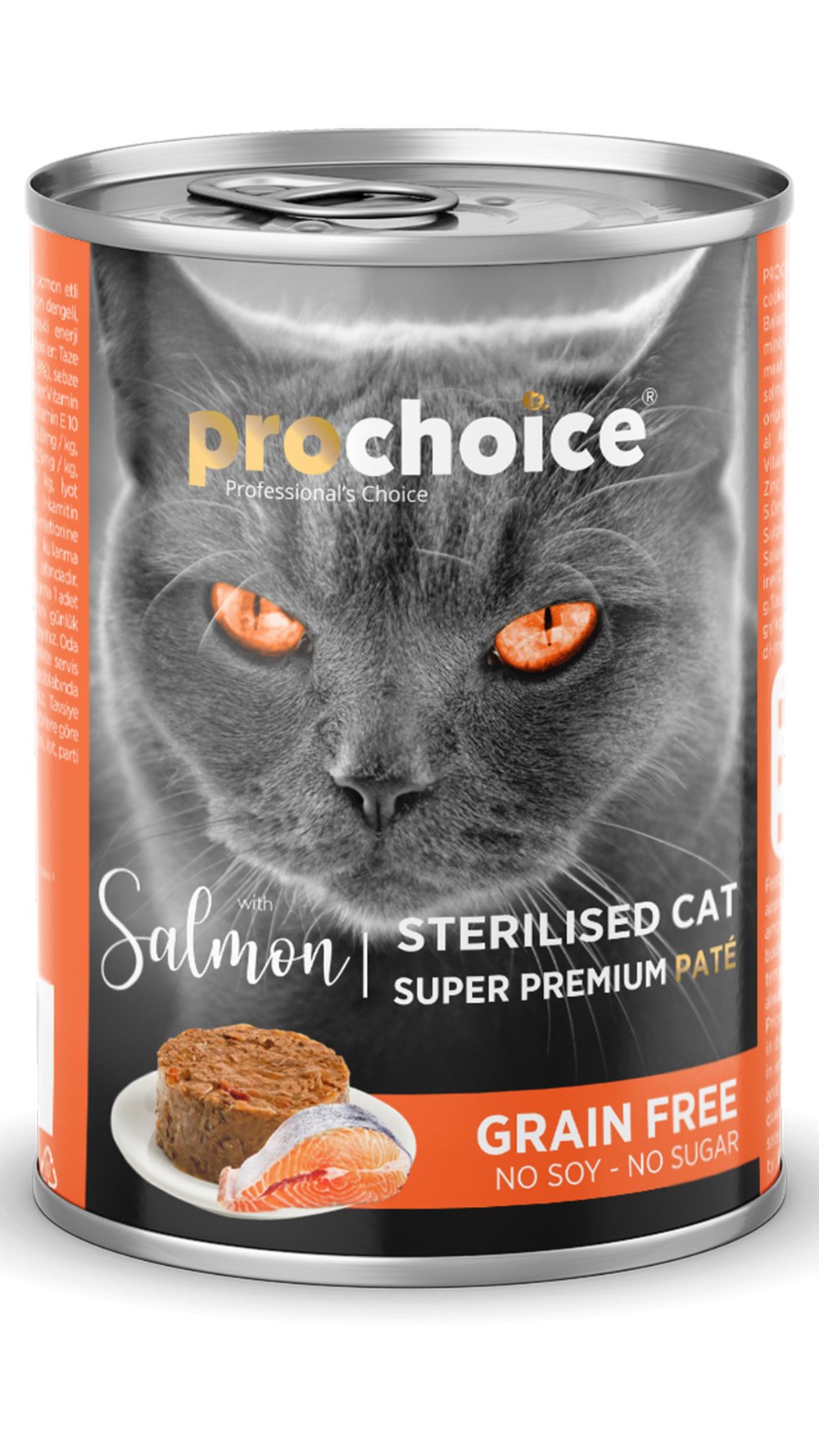 ProChoice Somon Etli Şekersiz Tahılsız Ezme Yetişkin Kedi Konservesi 400 gr