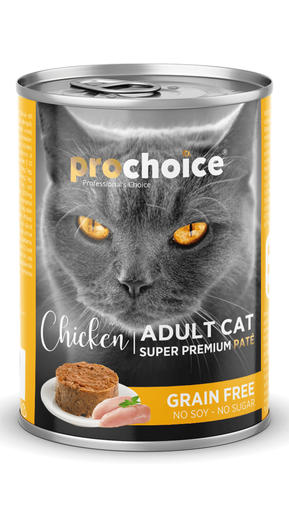 ProChoice Tavuk Etli Şekersiz Tahılsız Ezme Yetişkin Kedi Konservesi 400 gr