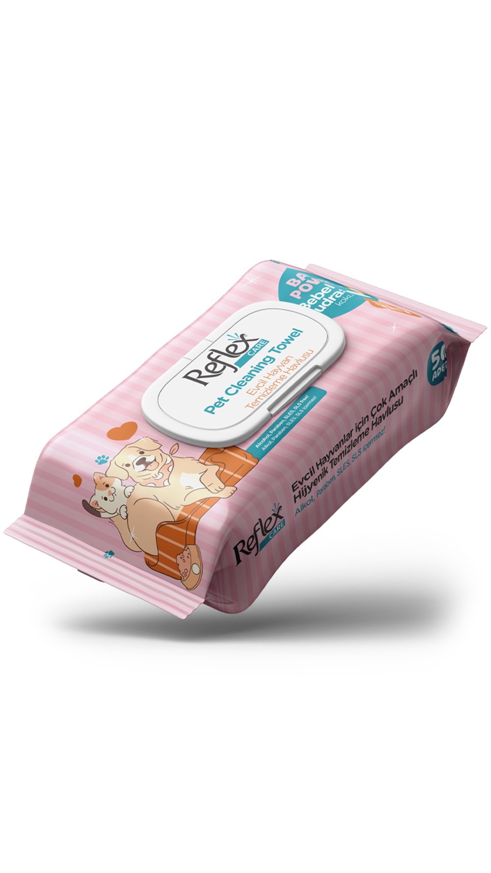 Reflex Kedi ve Köpekler İçin Çok Amaçlı Hijyenik Temizleme Mendili (50'li)