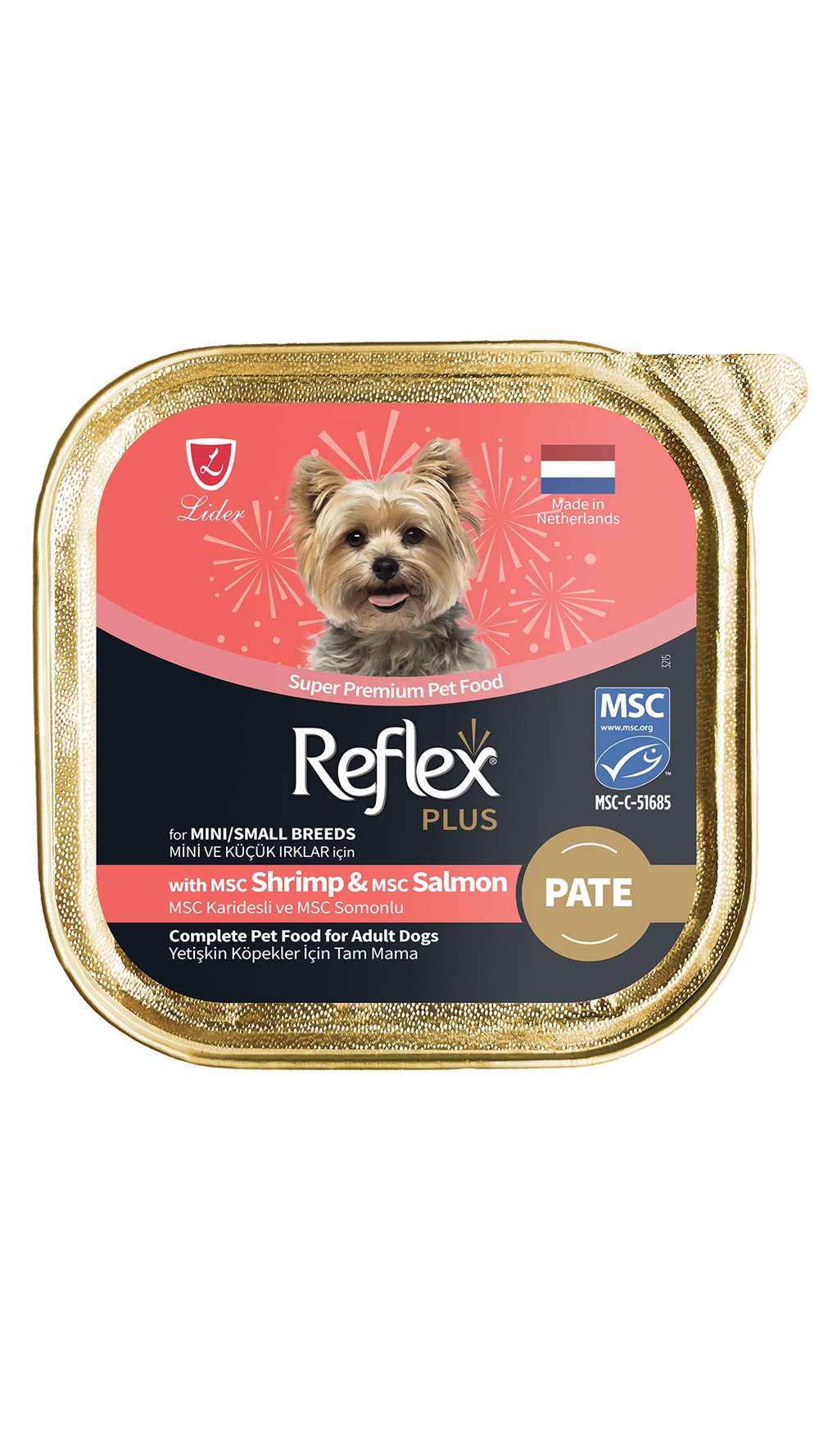 Reflex Plus Pate MSC Karidesli ve MSC Somonlu Mini ve Küçük Irk Yetişkin Köpek Konservesi 85 Gr