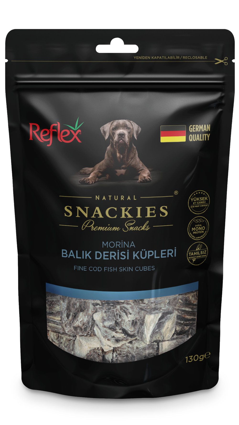 Reflex Snackies Natural Balık Derisi Küpleri Tahılsız Köpek Ödül Maması 130gr