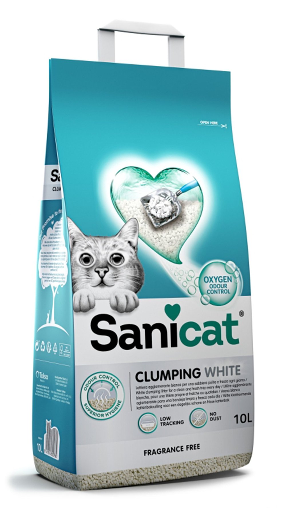 Sanicat Clumping White Kokusuz Hızlı Topaklanan Beyaz Kedi Kumu 10lt