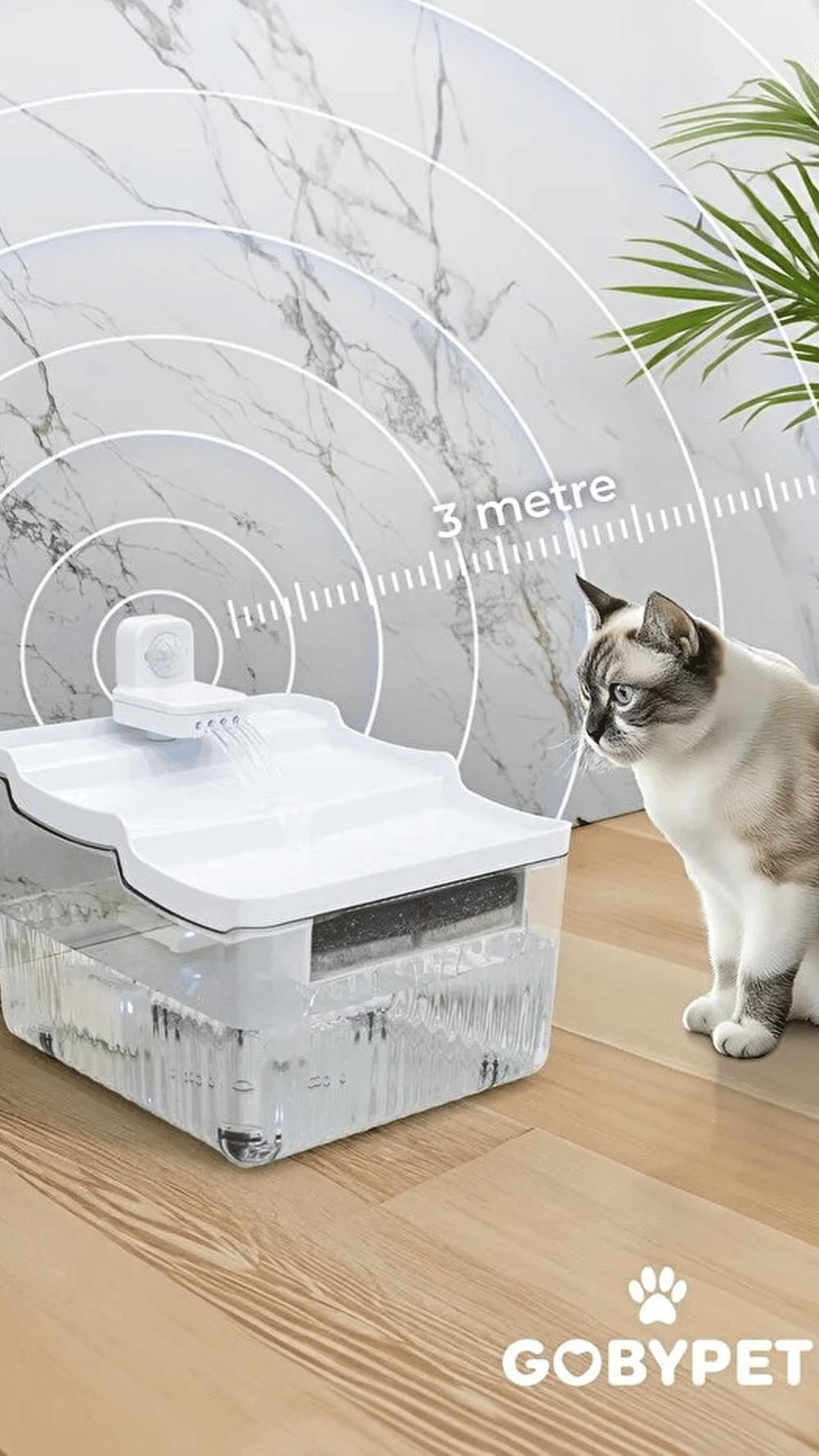 Gobypet Hareket Sensörlü Sessiz Kedi Köpek Su Sebili