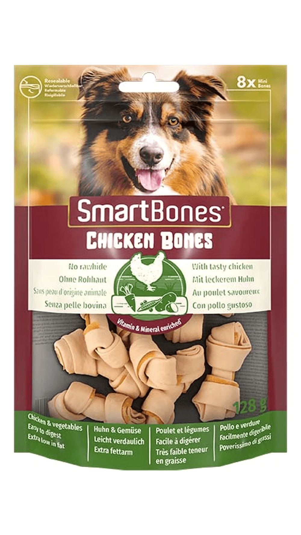 Smart Bones Tavuklu Mini Düğüm Köpek Ödül Kemiği 8'li 128Gr