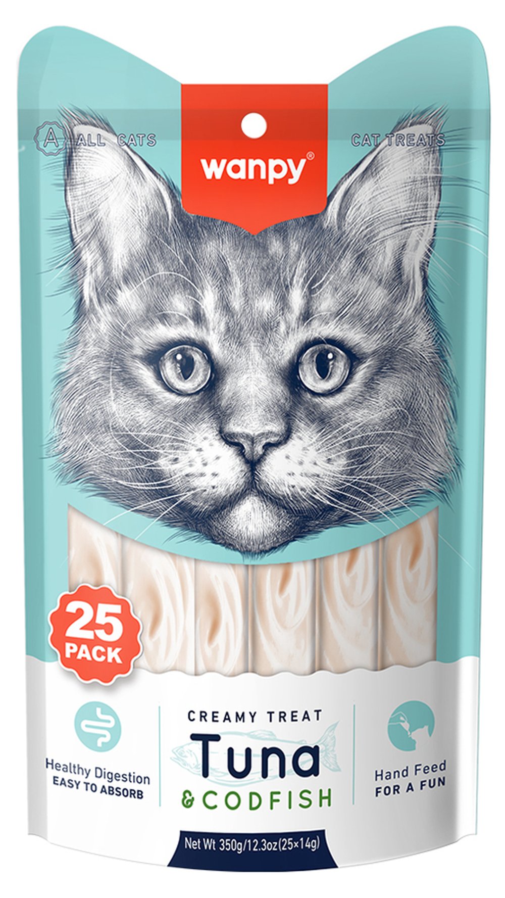 Wanpy Ton ve Morina Balıklı Sıvı Kedi Ödül Maması 25x14gr