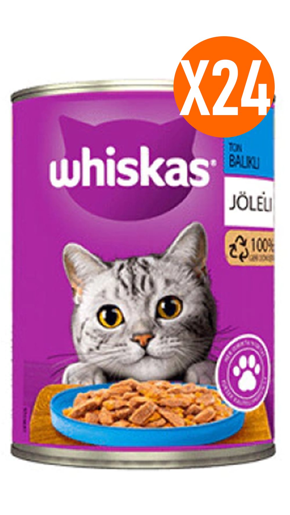 Whiskas Jöle İçinde Ton Balıklı Yetişkin Kedi Konservesi 400gr 24 Adet