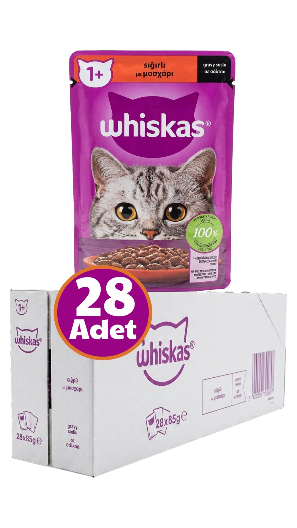WHİSKAS POUCH GRAVY SOSLU BİFTEKLİ 85GR 28 Adet