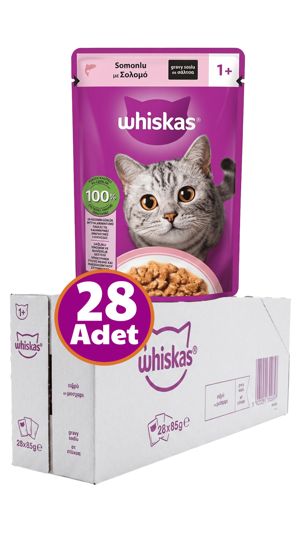 WHİSKAS POUCH GRAVY SOSLU SOMONLU 85GR 28 Adet