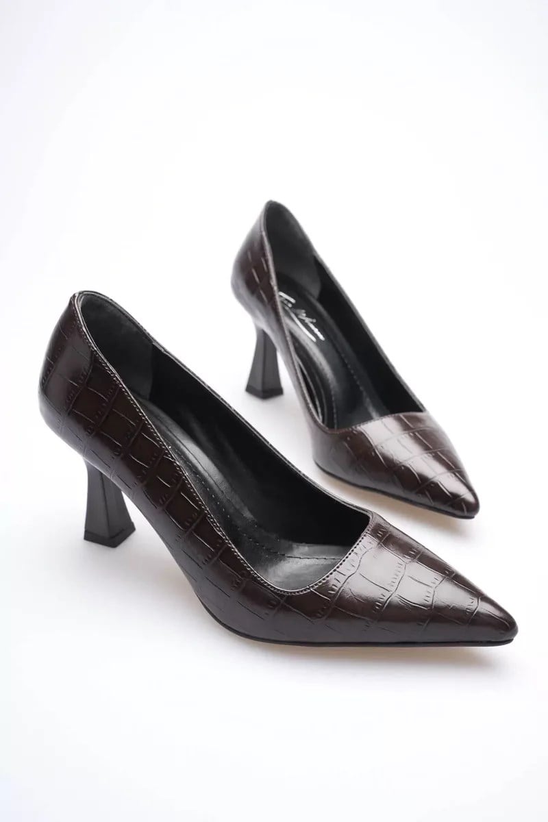 Acı Kahve Kroko Topuklu Kadın Stiletto TR20MS02G