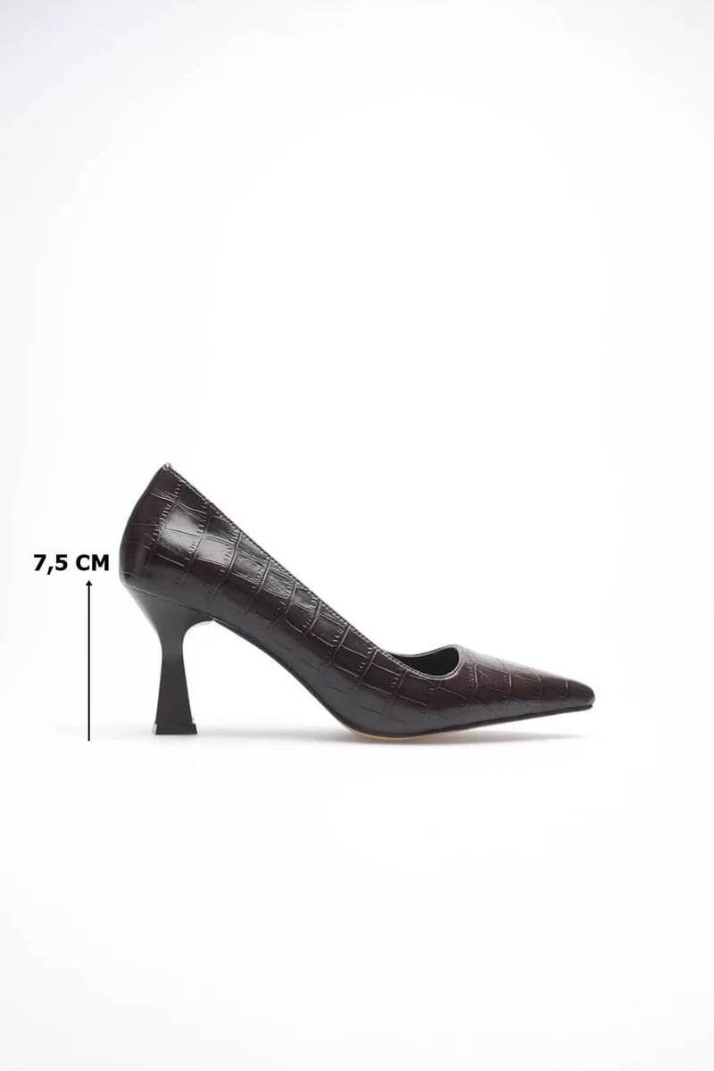 Acı Kahve Kroko Topuklu Kadın Stiletto TR20MS02G