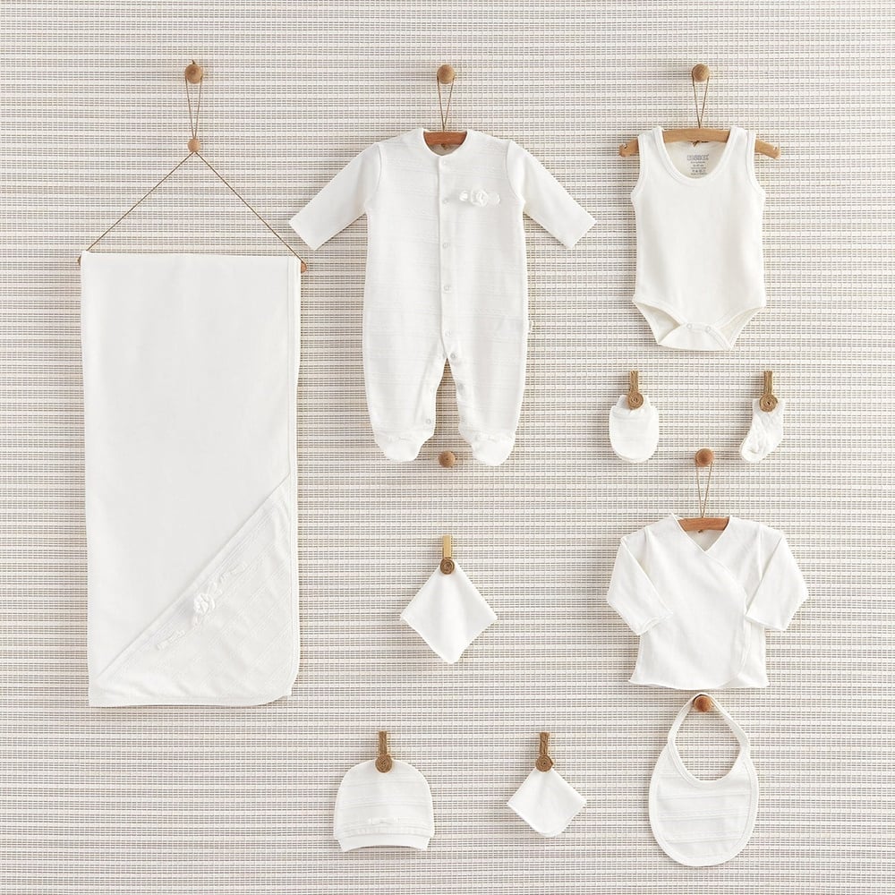 Bebbek 10'lu Hastane Çıkışı - Design Girl Çiçekli Beyaz