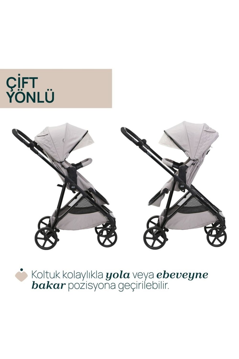 Chicco Seety Çift Yönlü Bebek Arabası - Florence Beige