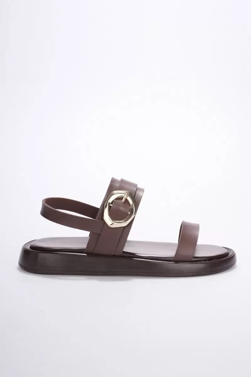 Kadın Acı Kahve 2cm Topuk Boyu Yazlık Rahat Sandalet TR27MY05C
