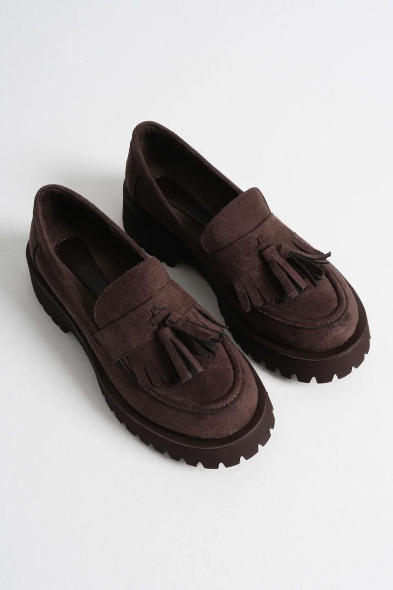 Kadın Günlük Acı Kahve Süet Loafer Ayakkabı TR10MS03E