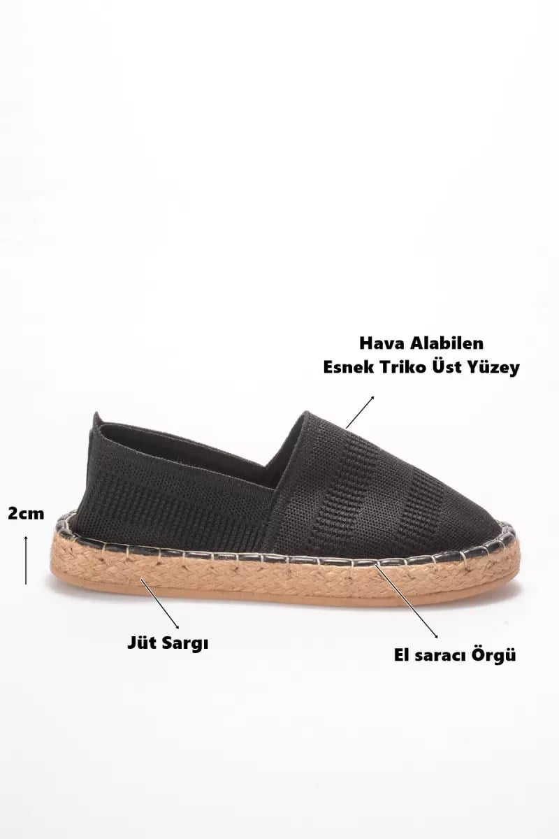Kadın Siyah Triko Jüt Sargı El Yapımı Espadril TR44MY01A