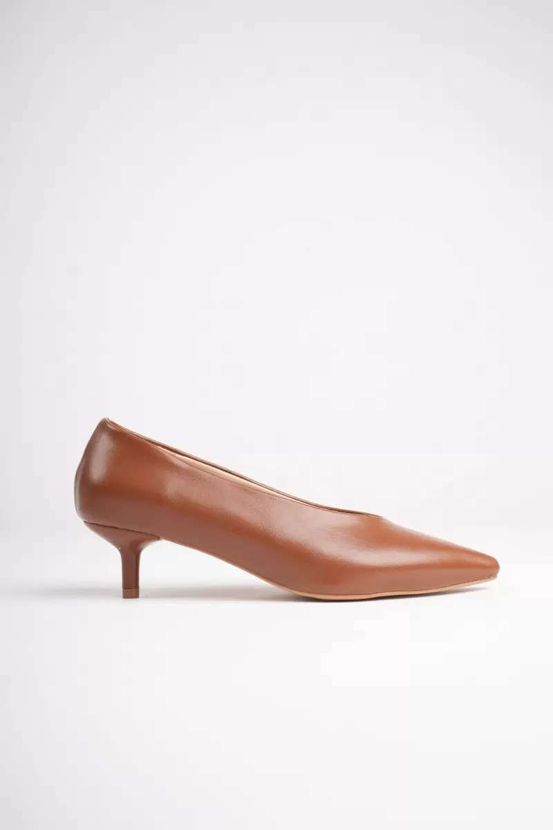 Kadın Taba 4 cm İnce Topuklu Stiletto TR05MS02C