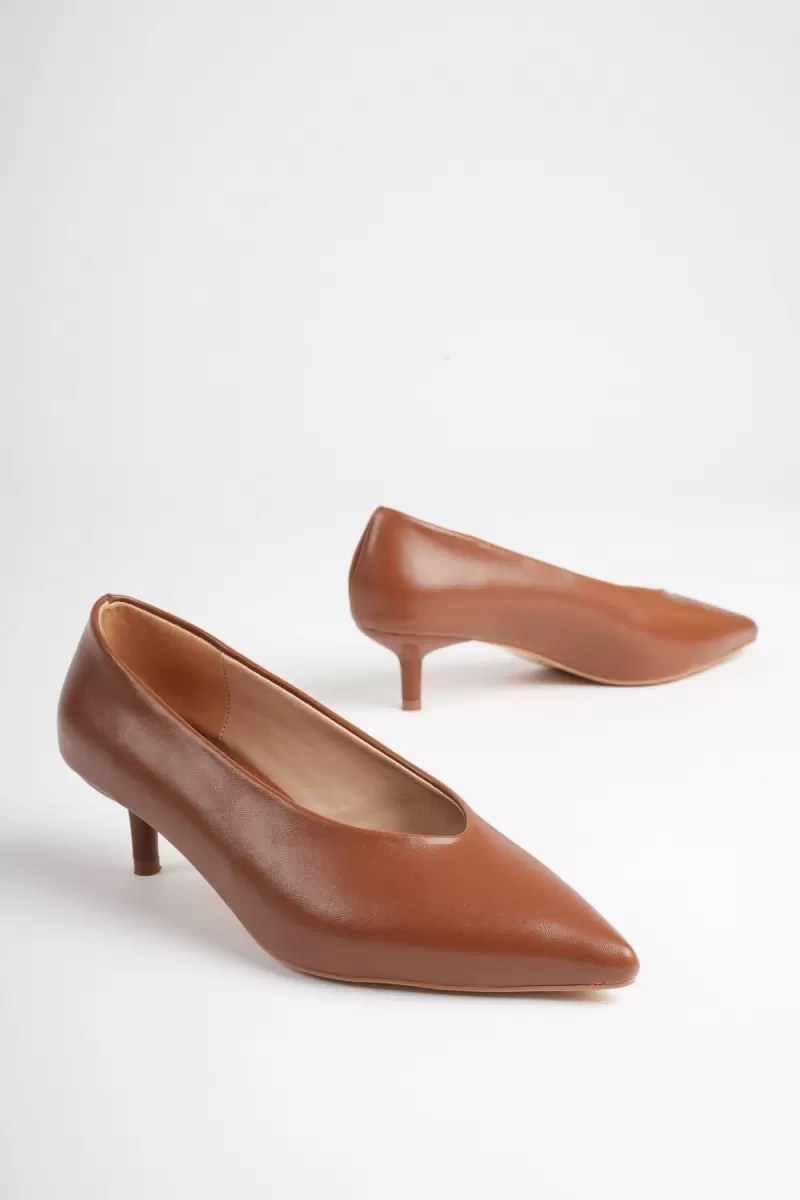 Kadın Taba 4 cm İnce Topuklu Stiletto TR05MS02C