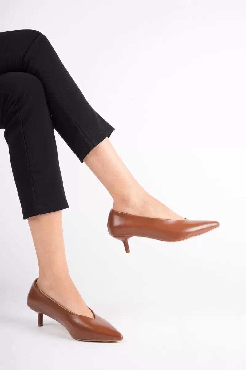 Kadın Taba 4 cm İnce Topuklu Stiletto TR05MS02C