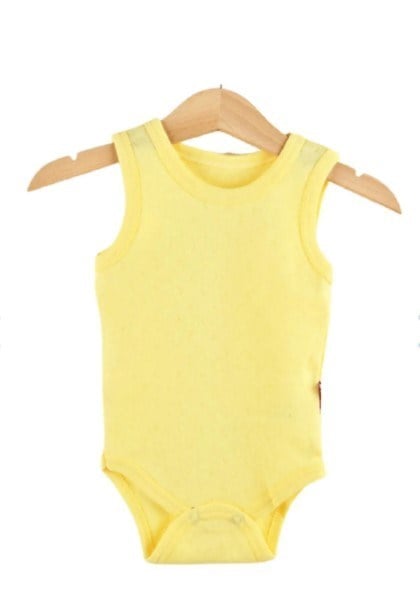 Sema Baby Jakarlı Askılı Badi (Body) - Sarı 0-6 Ay
