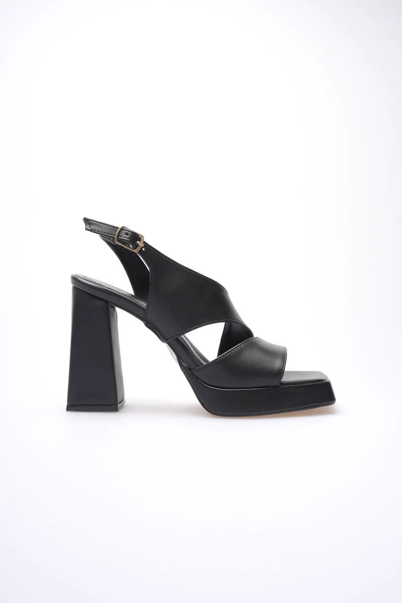 Siyah Kadın Topuklu Platform Sandalet TR12MY04A