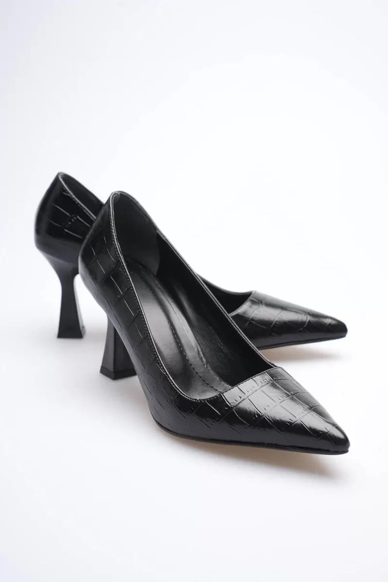 Siyah Kroko Topuklu Kadın Stiletto TR20MS02F