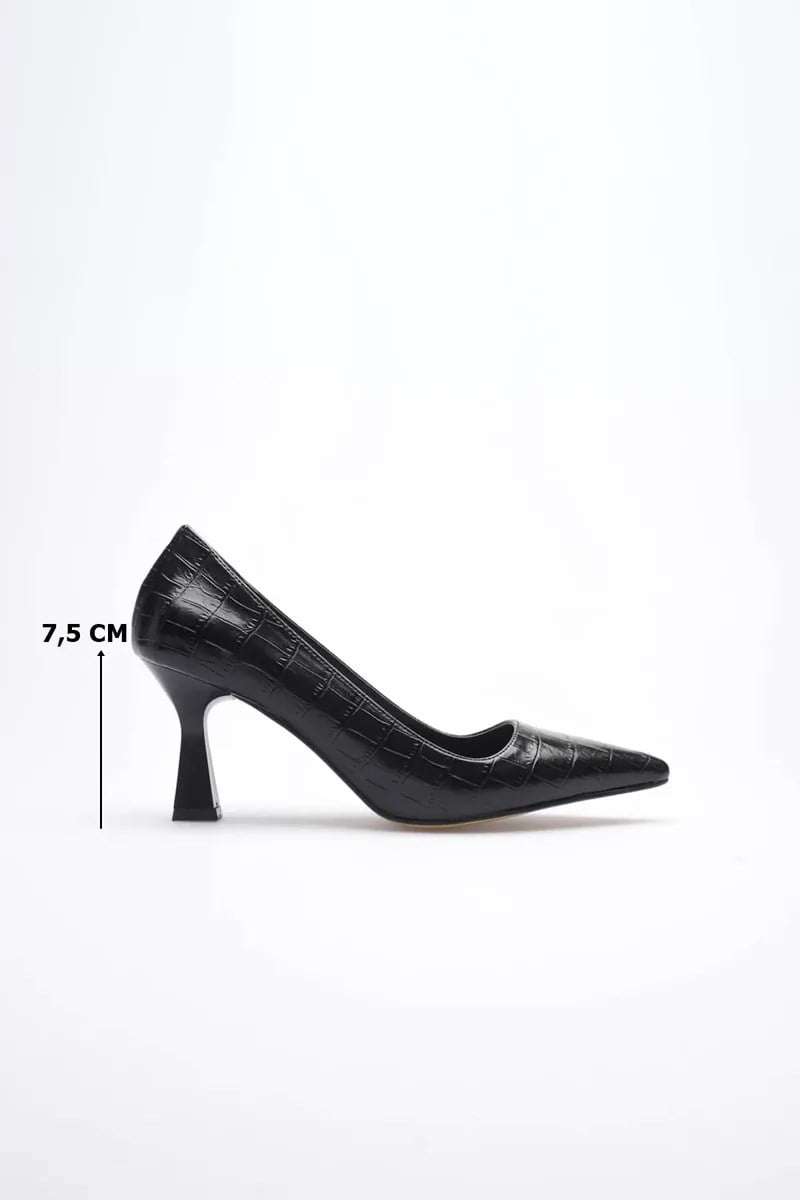 Siyah Kroko Topuklu Kadın Stiletto TR20MS02F