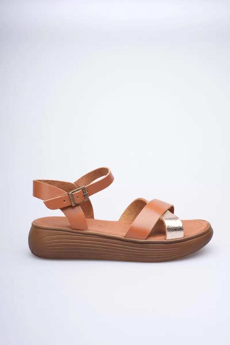 Taba Altın Detaylı Hakiki Deri Sandalet TR31MY58F