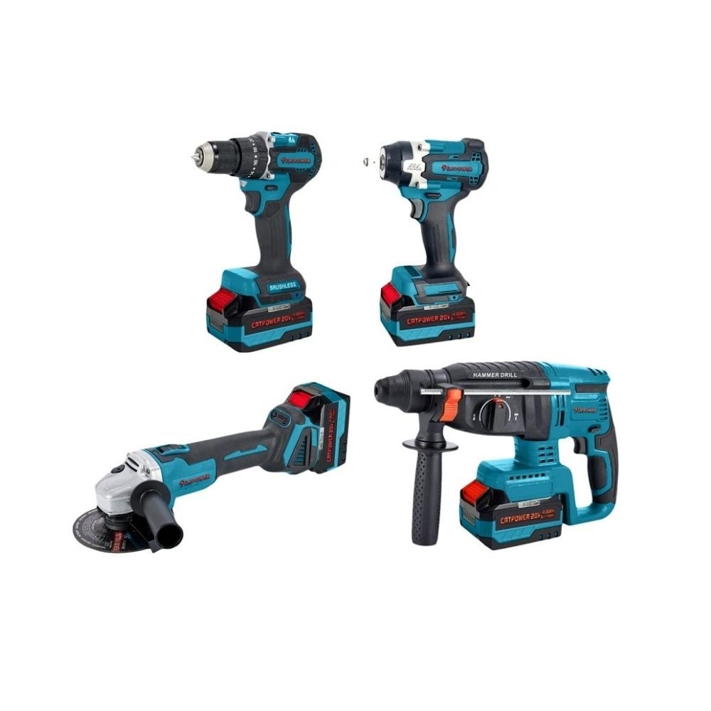 Catpower 1580 Akülü 4'lü Alet Seti 3 Adet 4 Ah Akü 20V Kömürsüz Motor ve Taşıma Çantası