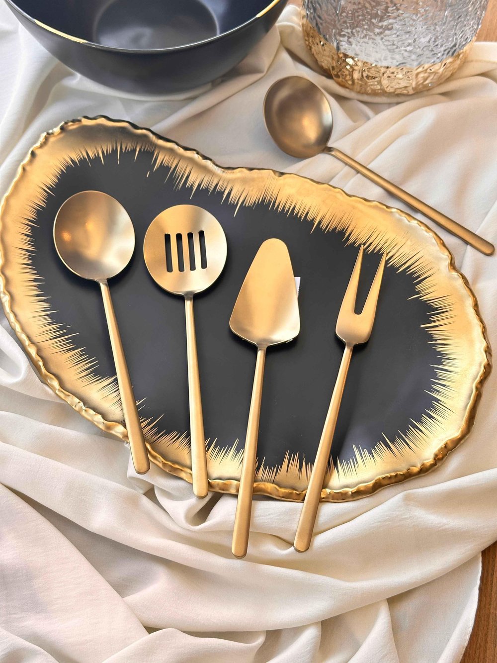 Allegra Mat Gold 5 Parça Servis Kaşık Seti