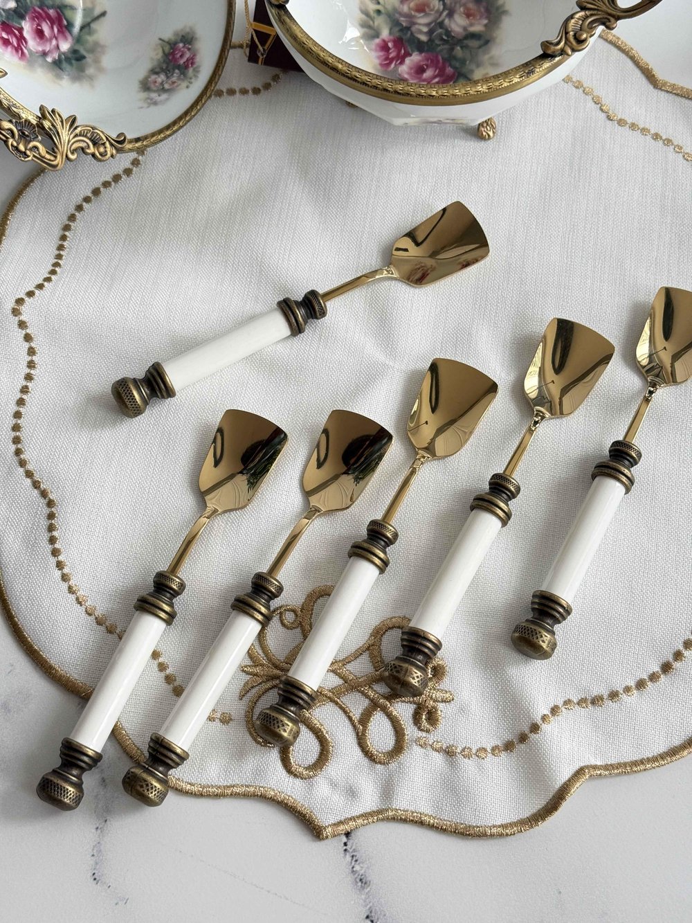 Antique Mat Gold Dondurma Kaşık 6'Lı