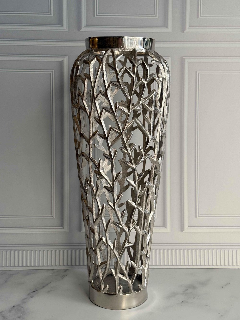 Arbol Eskitme Gümüş Delikli Vazo-72 cm