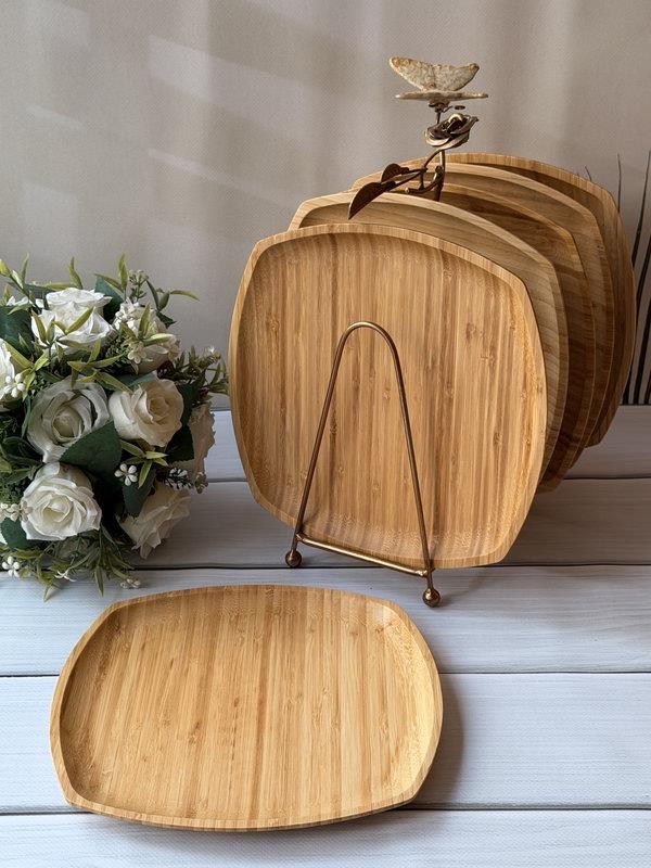 Bambu Penne Kare Servis Tabak 6'lı 25 Cm