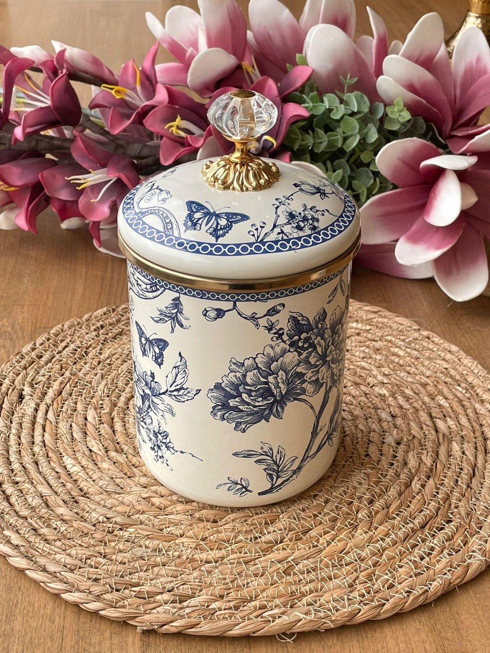 Blue Emaye Kavanoz-15 Cm