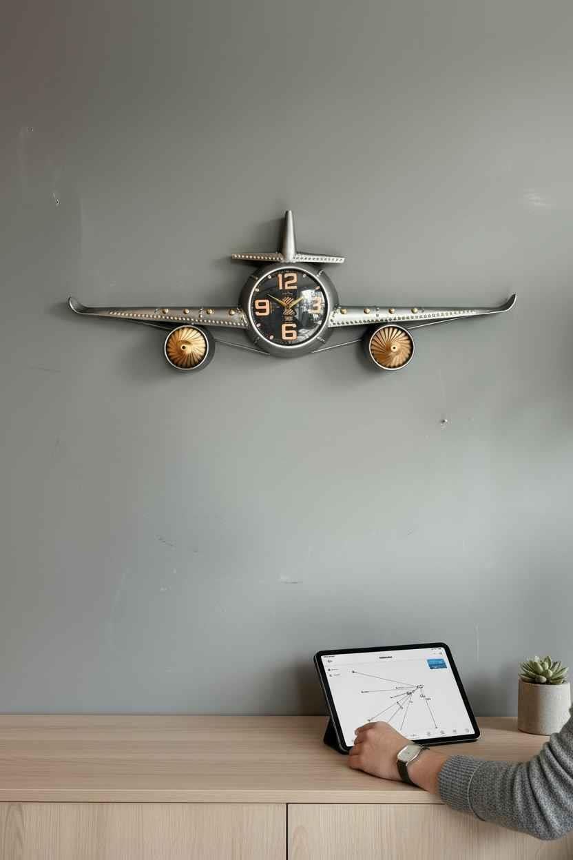 Dekoratif Dekoratif Aviator Retro Metal Uçak Duvar Saati