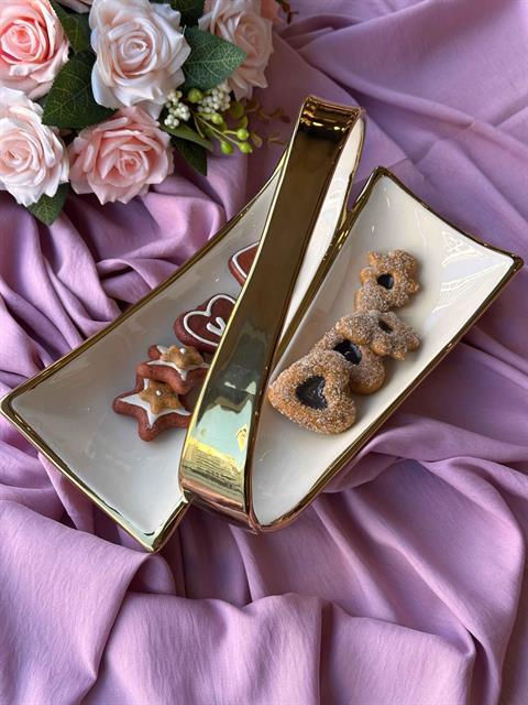 Dream Gold Dikdörtgen Servis Tabağı 2 Bölmeli 31CM