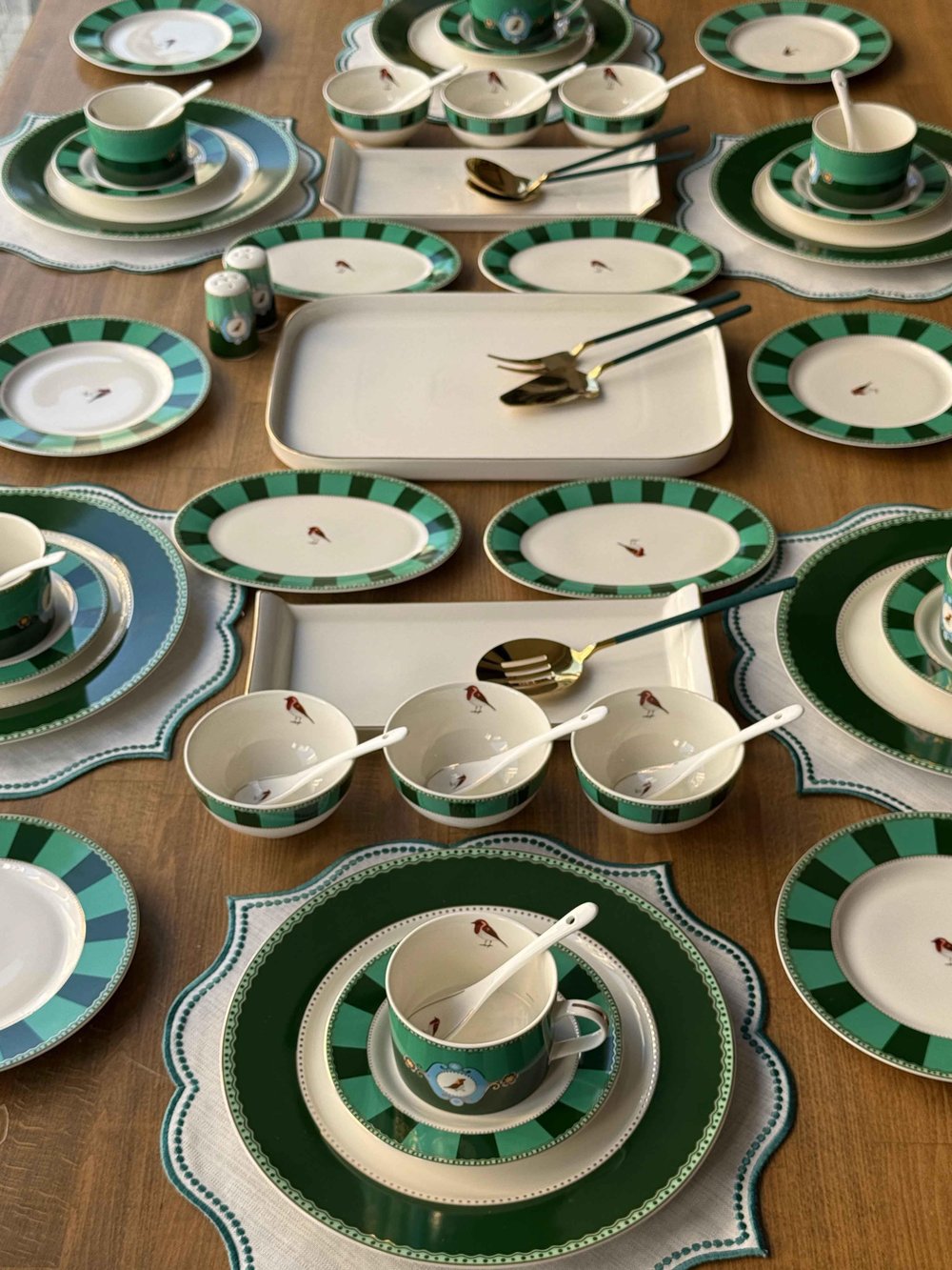 Kahvaltı Takımı Bird Green 62 Parça 6 Kişilik