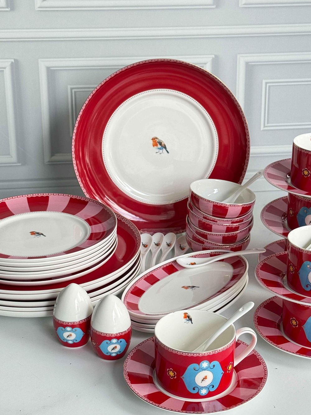 Kahvaltı Takımı Bird Red 48 Parça 6 Kişilik
