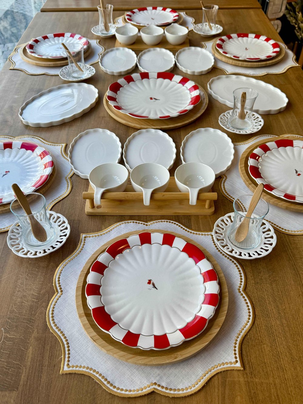 Kahvaltı Takımı Red Bird 54 Parça 6 Kişilik