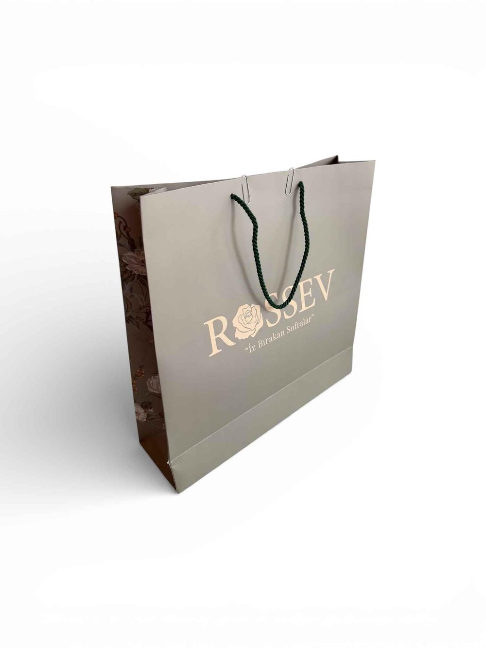 Logo Baskılı Karton Çanta Çiçek Desenli 35x35cm
