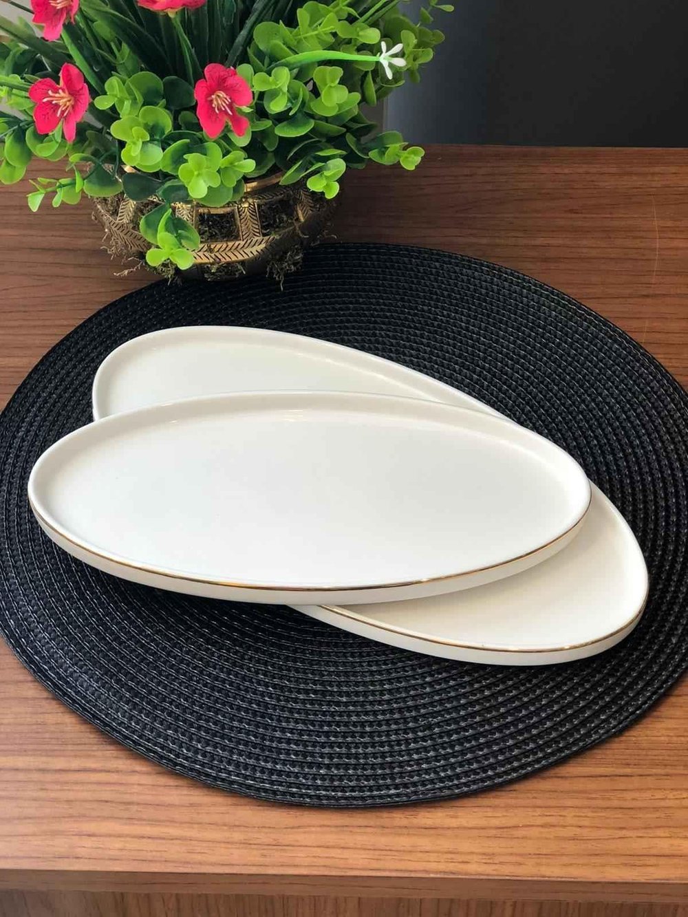 Modern Gold 2'Li Oval Sunum Seti