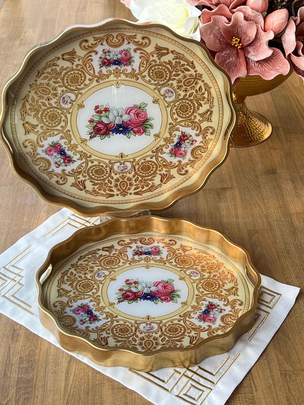 Rossev Fruta 2'Li Ahşap Oval Tepsi