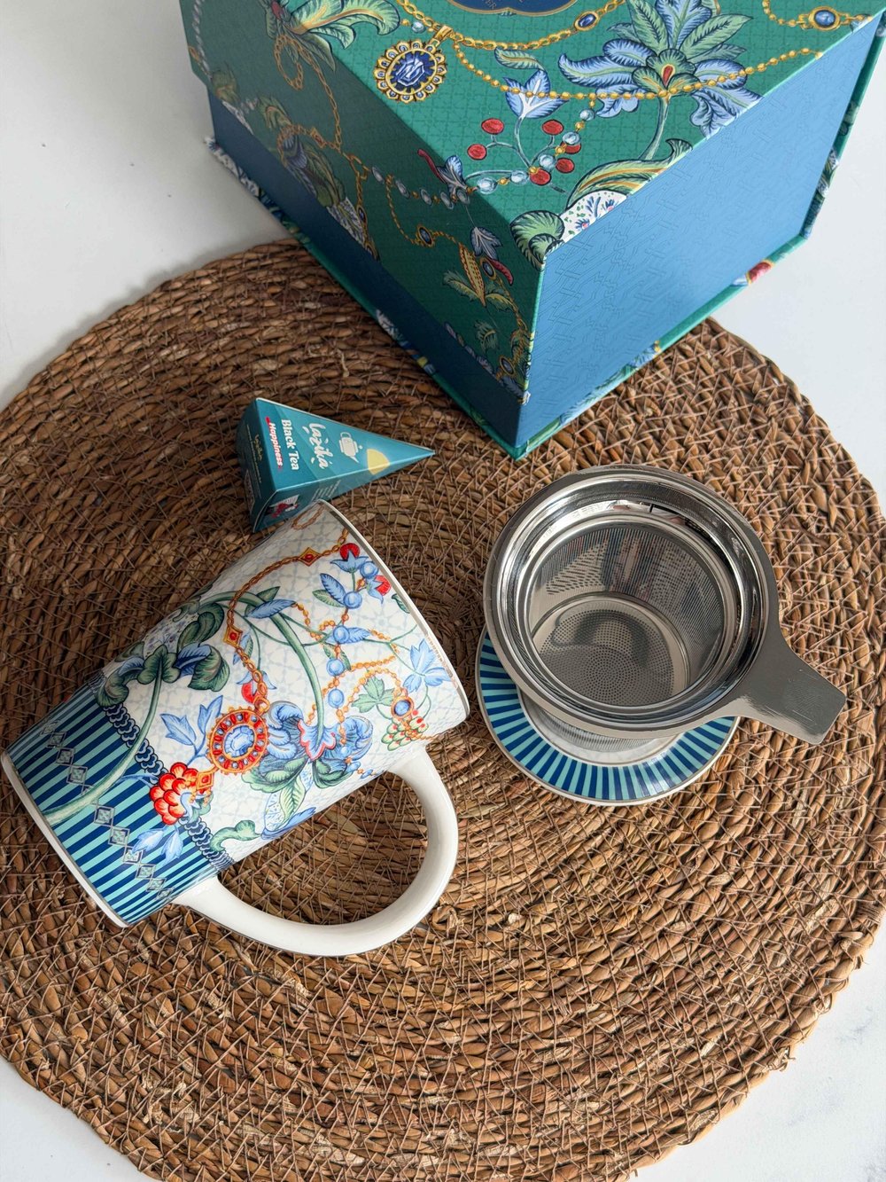 Süzgeçli Bitki Çayı Kupası 3 Parça Azur 300ml