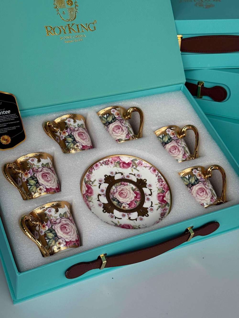 Türk Kahve Fincanı 24K Helana Rose 6 Kişilik 12 Parça