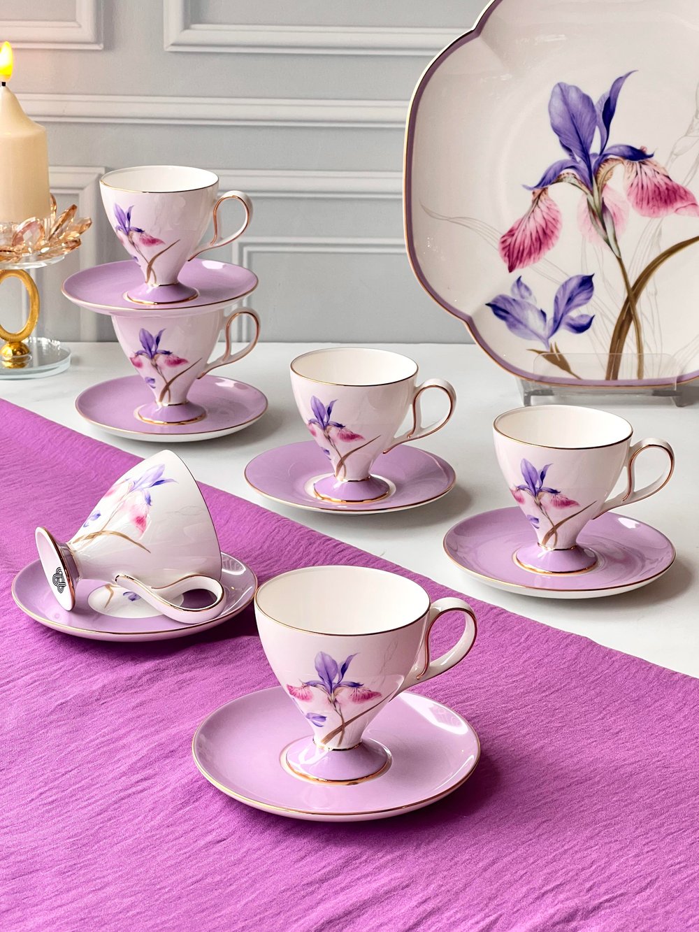 Türk Kahve Fincanı Veronica Iris 6 Kişilik 12 Parça